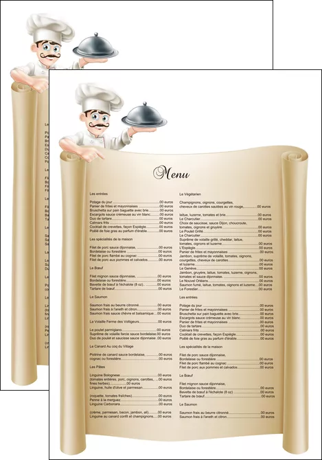 impression affiche metiers de la cuisine menu restaurant restaurant francais MLIGLU26144