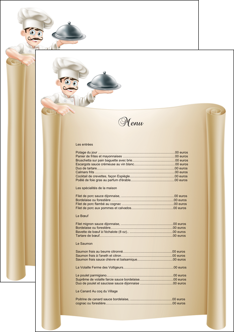 realiser flyers metiers de la cuisine menu restaurant restaurant francais MIDLU26148