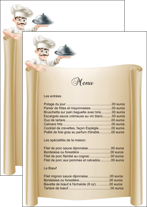 impression flyers metiers de la cuisine menu restaurant restaurant francais MIFBE26150