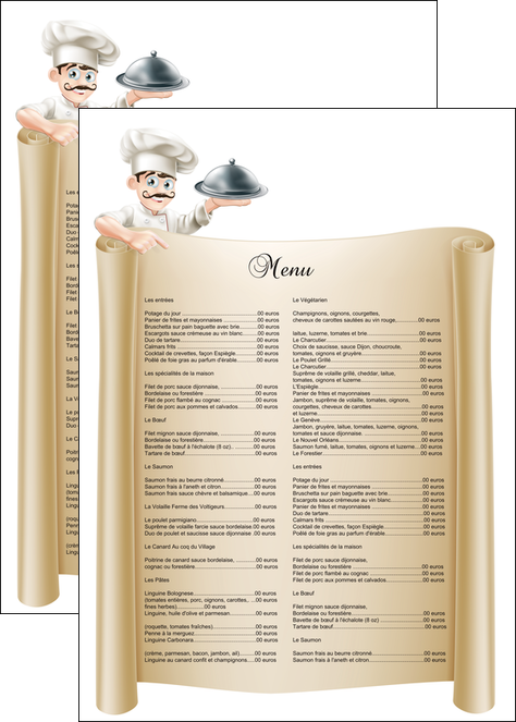 personnaliser maquette affiche metiers de la cuisine menu restaurant restaurant francais MIFBE26158