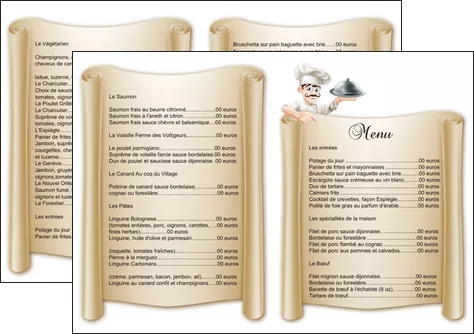 modele depliant 2 volets  4 pages  metiers de la cuisine menu restaurant restaurant francais MLGI26160