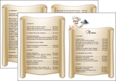 modele depliant 2 volets  4 pages  metiers de la cuisine menu restaurant restaurant francais MLIGCH26160