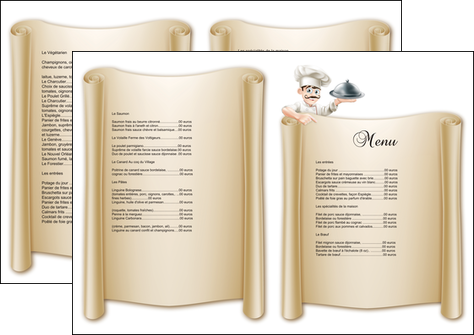 exemple depliant 2 volets  4 pages  metiers de la cuisine menu restaurant restaurant francais MLIGCH26162