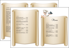 exemple depliant 2 volets  4 pages  metiers de la cuisine menu restaurant restaurant francais MLGI26162