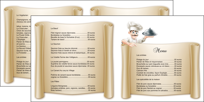 imprimerie depliant 2 volets  4 pages  metiers de la cuisine menu restaurant restaurant francais MLIGLU26164
