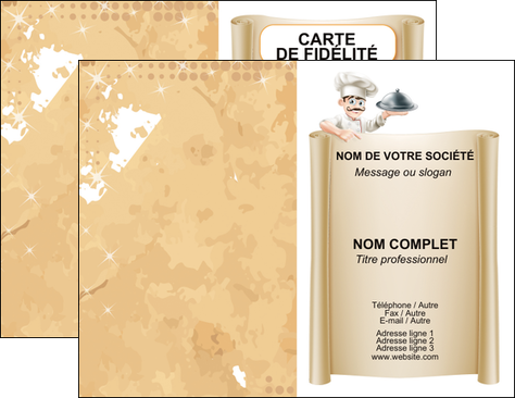 personnaliser maquette carte de visite metiers de la cuisine menu restaurant restaurant francais MIFBE26166