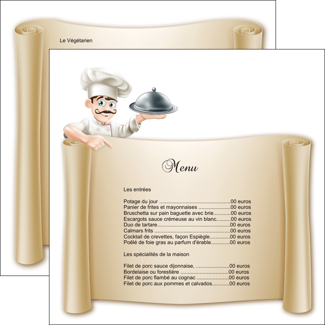 impression flyers metiers de la cuisine menu restaurant restaurant francais MLIGCH26168