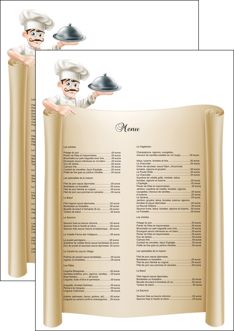 faire modele a imprimer affiche metiers de la cuisine menu restaurant restaurant francais MMIF26170