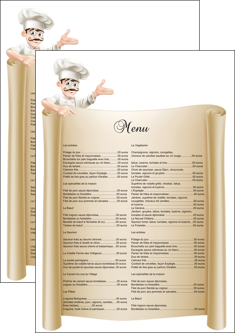 faire flyers metiers de la cuisine menu restaurant restaurant francais MIFCH26184