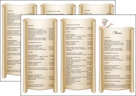 realiser depliant 3 volets  6 pages  metiers de la cuisine menu restaurant restaurant francais MIDLU26186