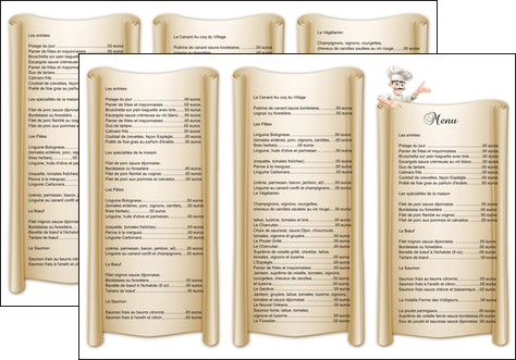 modele depliant 3 volets  6 pages  metiers de la cuisine menu restaurant restaurant francais MIDCH26188