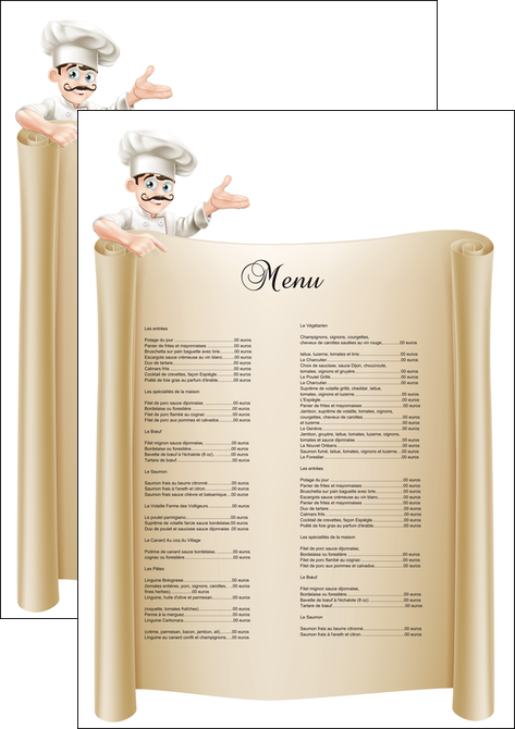 impression affiche metiers de la cuisine menu restaurant restaurant francais MIFBE26192