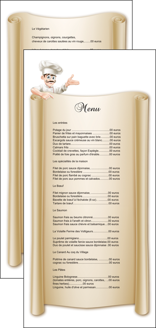 maquette en ligne a personnaliser flyers metiers de la cuisine menu restaurant restaurant francais MIS26194