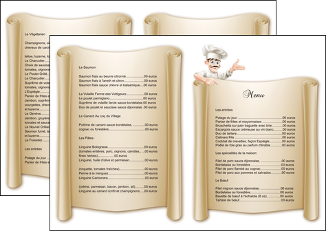 faire depliant 2 volets  4 pages  metiers de la cuisine menu restaurant restaurant francais MIDCH26200
