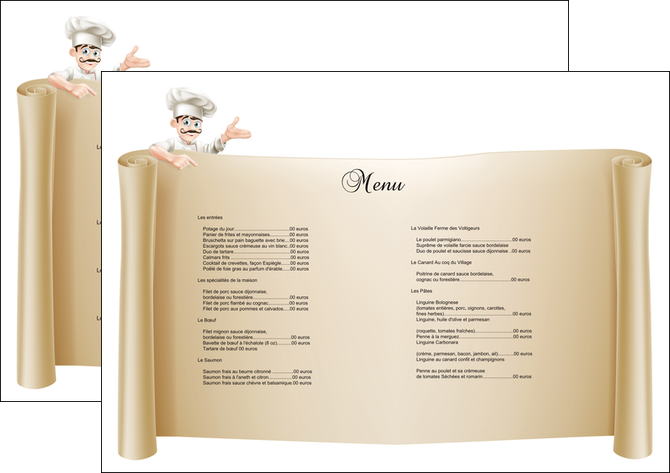 faire modele a imprimer set de table metiers de la cuisine menu restaurant restaurant francais MFLUOO26204