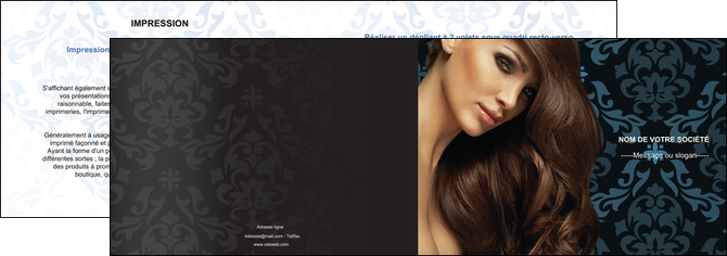 personnaliser modele de depliant 2 volets  4 pages  centre esthetique  coiffure salon de coiffure beaute MLIGBE26302