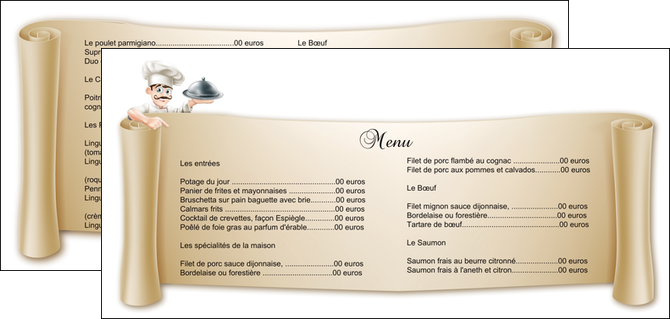 exemple flyers metiers de la cuisine menu restaurant restaurant francais MIFBE26354