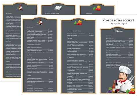faire modele a imprimer depliant 3 volets  6 pages  metiers de la cuisine menu restaurant restaurant francais MLGI26408