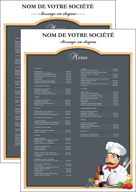 faire modele a imprimer affiche metiers de la cuisine menu restaurant restaurant francais MLIG26414