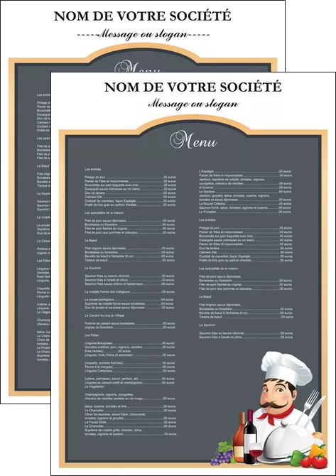 faire modele a imprimer affiche metiers de la cuisine menu restaurant restaurant francais MIFLU26414