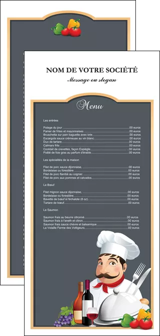 maquette en ligne a personnaliser flyers metiers de la cuisine menu restaurant restaurant francais MIFCH26416