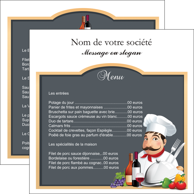 faire flyers metiers de la cuisine menu restaurant restaurant francais MLIGLU26420