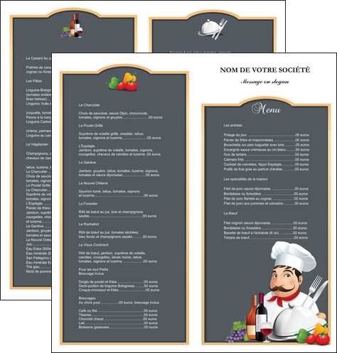 faire modele a imprimer depliant 2 volets  4 pages  metiers de la cuisine menu restaurant restaurant francais MIFLU26434