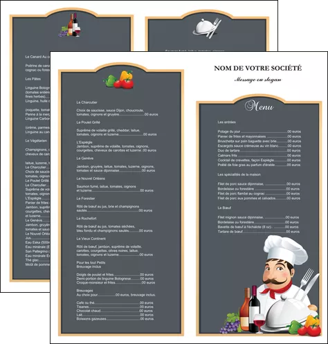 faire modele a imprimer depliant 2 volets  4 pages  metiers de la cuisine menu restaurant restaurant francais MLGI26434