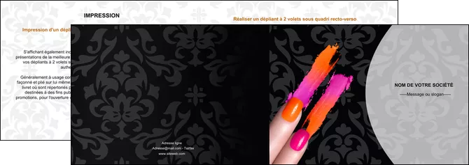 faire modele a imprimer depliant 2 volets  4 pages  cosmetique beaute ongles beaute des ongles MIFBE26524
