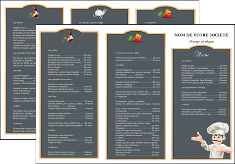 creation graphique en ligne depliant 3 volets  6 pages  metiers de la cuisine menu restaurant restaurant francais MIF26622