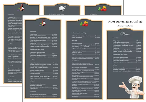 creation graphique en ligne depliant 3 volets  6 pages  metiers de la cuisine menu restaurant restaurant francais MIFCH26622