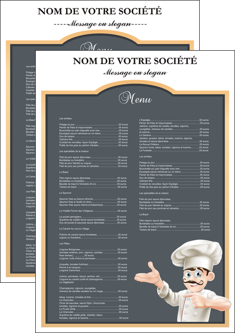 imprimerie affiche metiers de la cuisine menu restaurant restaurant francais MIDBE26626