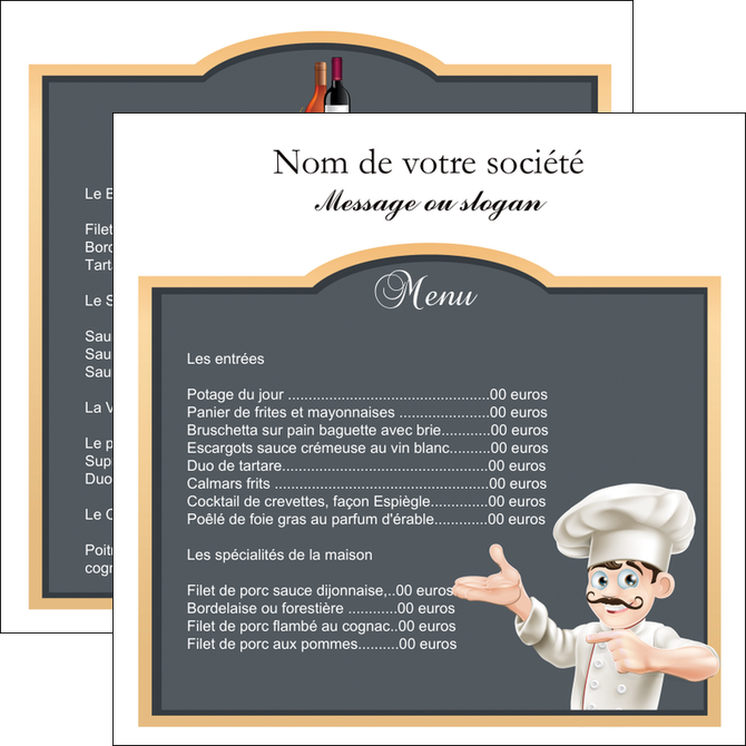 exemple flyers metiers de la cuisine menu restaurant restaurant francais MLIGCH26632