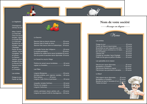 imprimer depliant 2 volets  4 pages  metiers de la cuisine menu restaurant restaurant francais MMIF26634