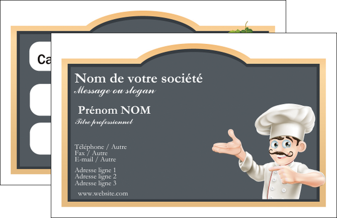 personnaliser maquette carte de visite metiers de la cuisine menu restaurant restaurant francais MIFCH26636