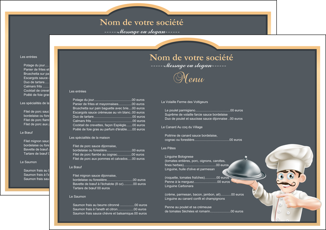 exemple set de table metiers de la cuisine menu restaurant liste de menu set de table MLGI26662