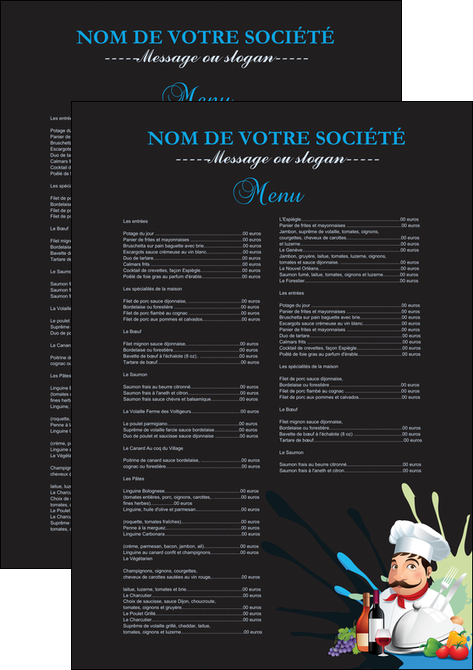 exemple flyers metiers de la cuisine menu restaurant restaurant francais MIFBE26866