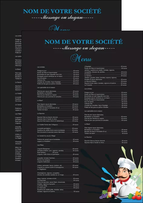 exemple flyers metiers de la cuisine menu restaurant restaurant francais MID26866