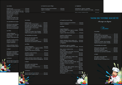 imprimer depliant 3 volets  6 pages  metiers de la cuisine menu restaurant restaurant francais MIFCH26870