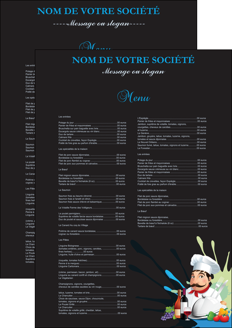 realiser affiche metiers de la cuisine menu restaurant restaurant francais MLIGCH26874