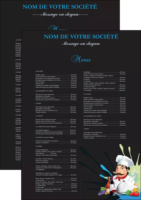 realiser affiche metiers de la cuisine menu restaurant restaurant francais MLIGLU26874