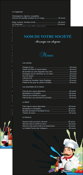 imprimerie flyers metiers de la cuisine menu restaurant restaurant francais MIFBE26876