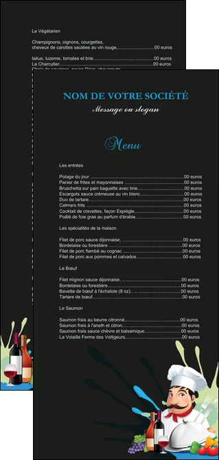 imprimerie flyers metiers de la cuisine menu restaurant restaurant francais MIFCH26876