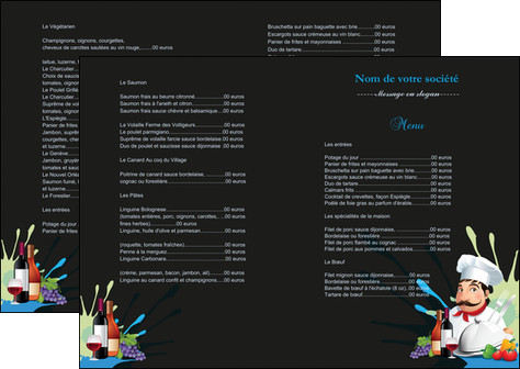 creer modele en ligne depliant 2 volets  4 pages  metiers de la cuisine menu restaurant restaurant francais MIS26882