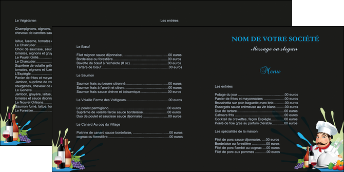 imprimerie depliant 2 volets  4 pages  metiers de la cuisine menu restaurant restaurant francais MLIG26888