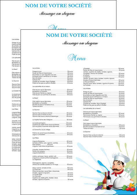 imprimerie affiche metiers de la cuisine menu restaurant restaurant francais MFLUOO26932