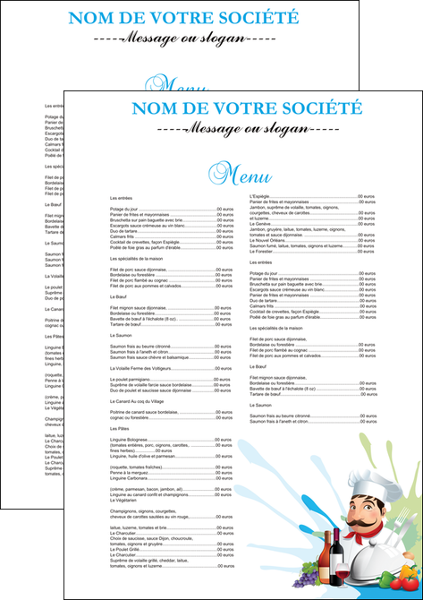 impression flyers metiers de la cuisine menu restaurant restaurant francais MFLUOO26936