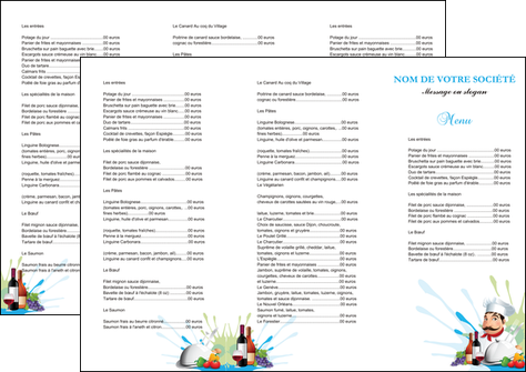 faire modele a imprimer depliant 3 volets  6 pages  metiers de la cuisine menu restaurant restaurant francais MIFCH26938