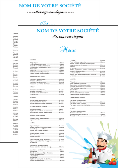 exemple affiche metiers de la cuisine menu restaurant restaurant francais MLIGCH26944