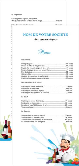 exemple flyers metiers de la cuisine menu restaurant restaurant francais MIF26946